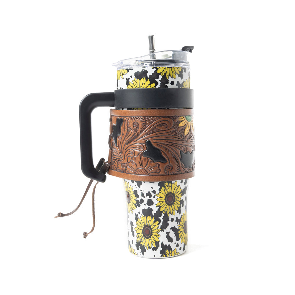 Myra Sunflower and Cow Print Tumbler