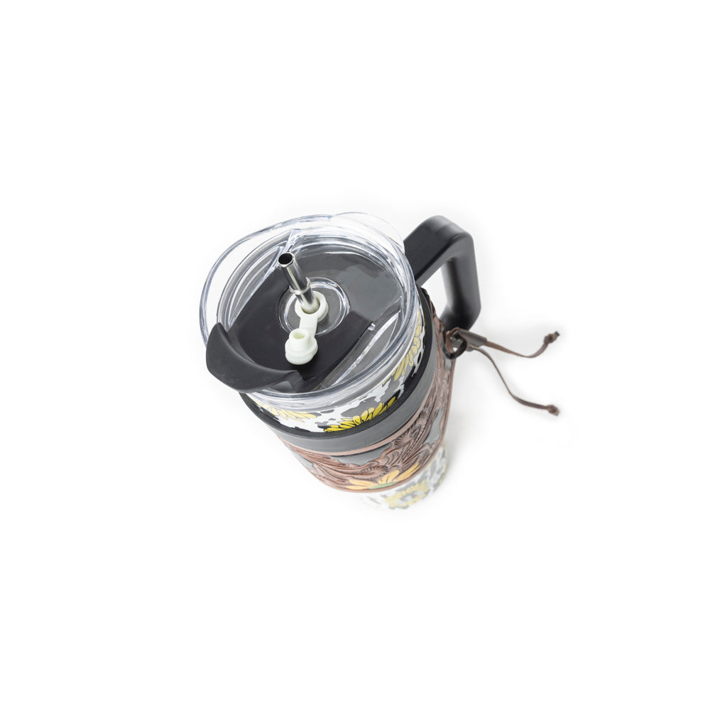 Myra Sunflower and Cow Print Tumbler