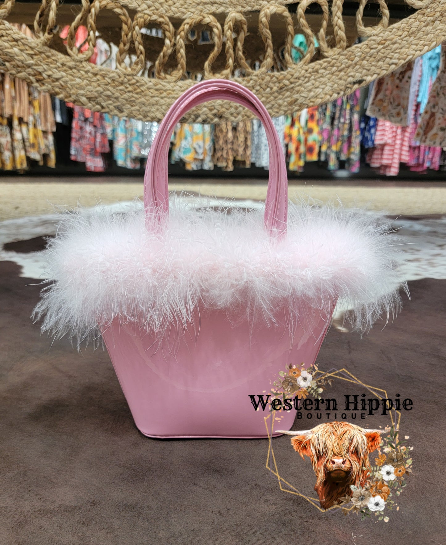 Pink fur purse