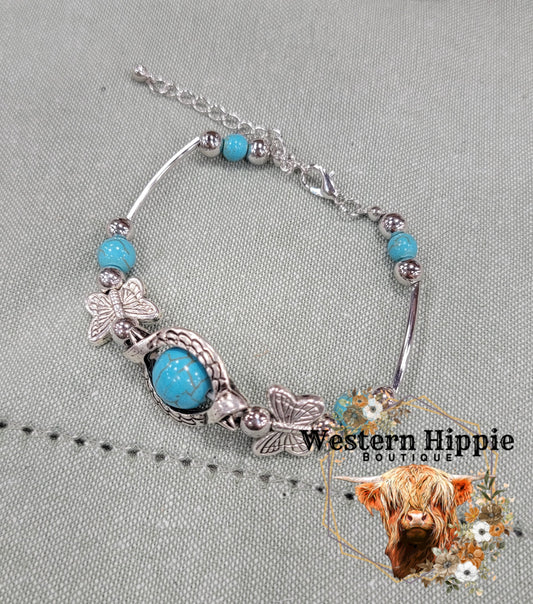 Butterfly turquoise bracelet