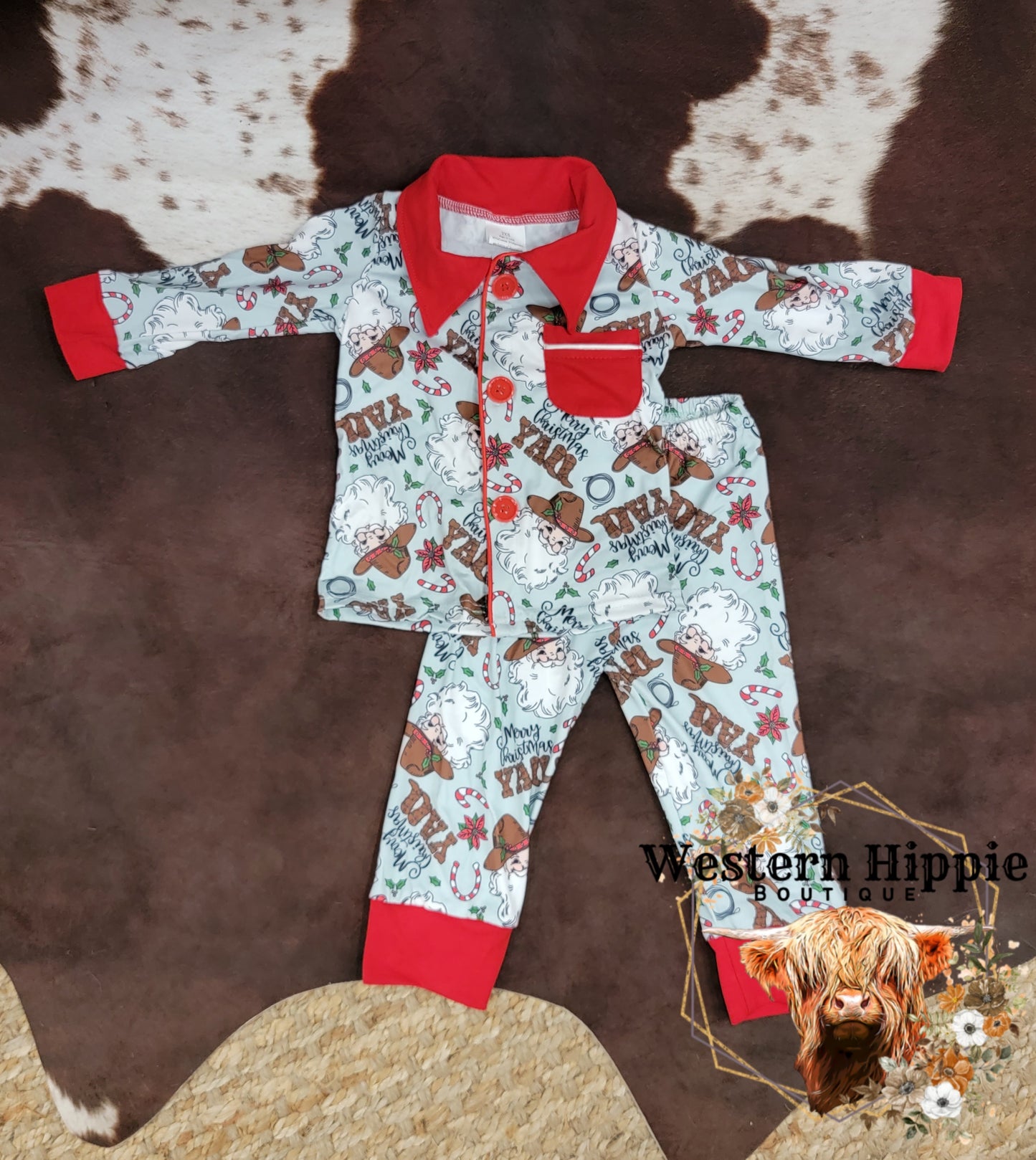 Cowboy santa pajamas