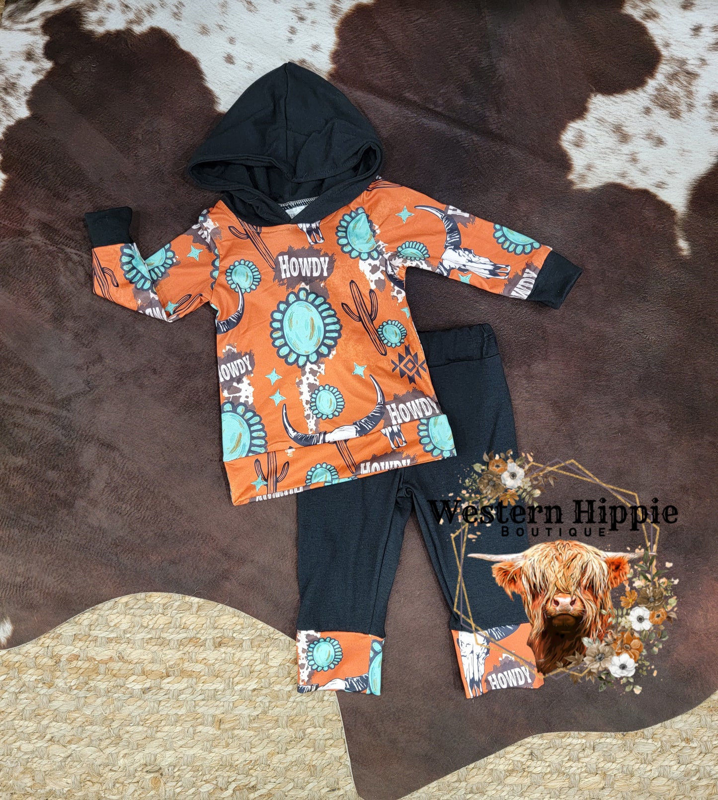 Western hoodie pants set