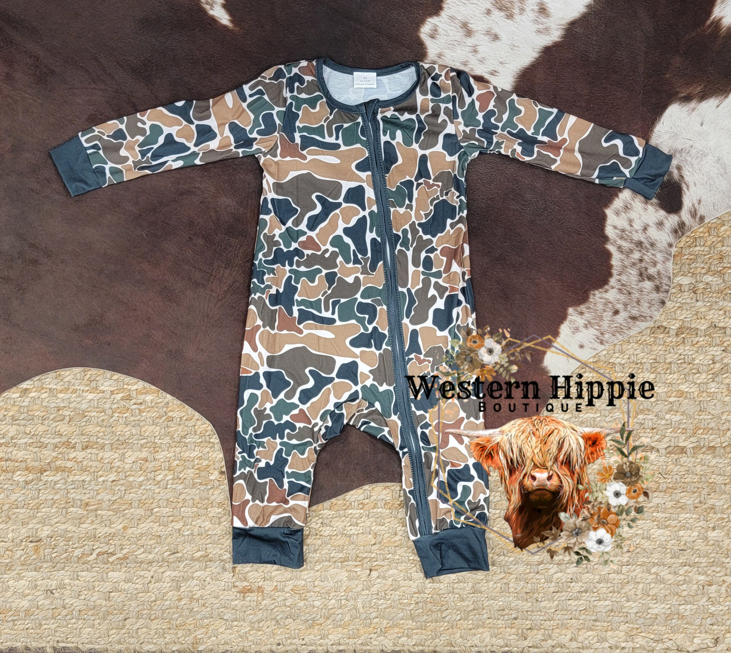 Duck camo zipper jumpsuit