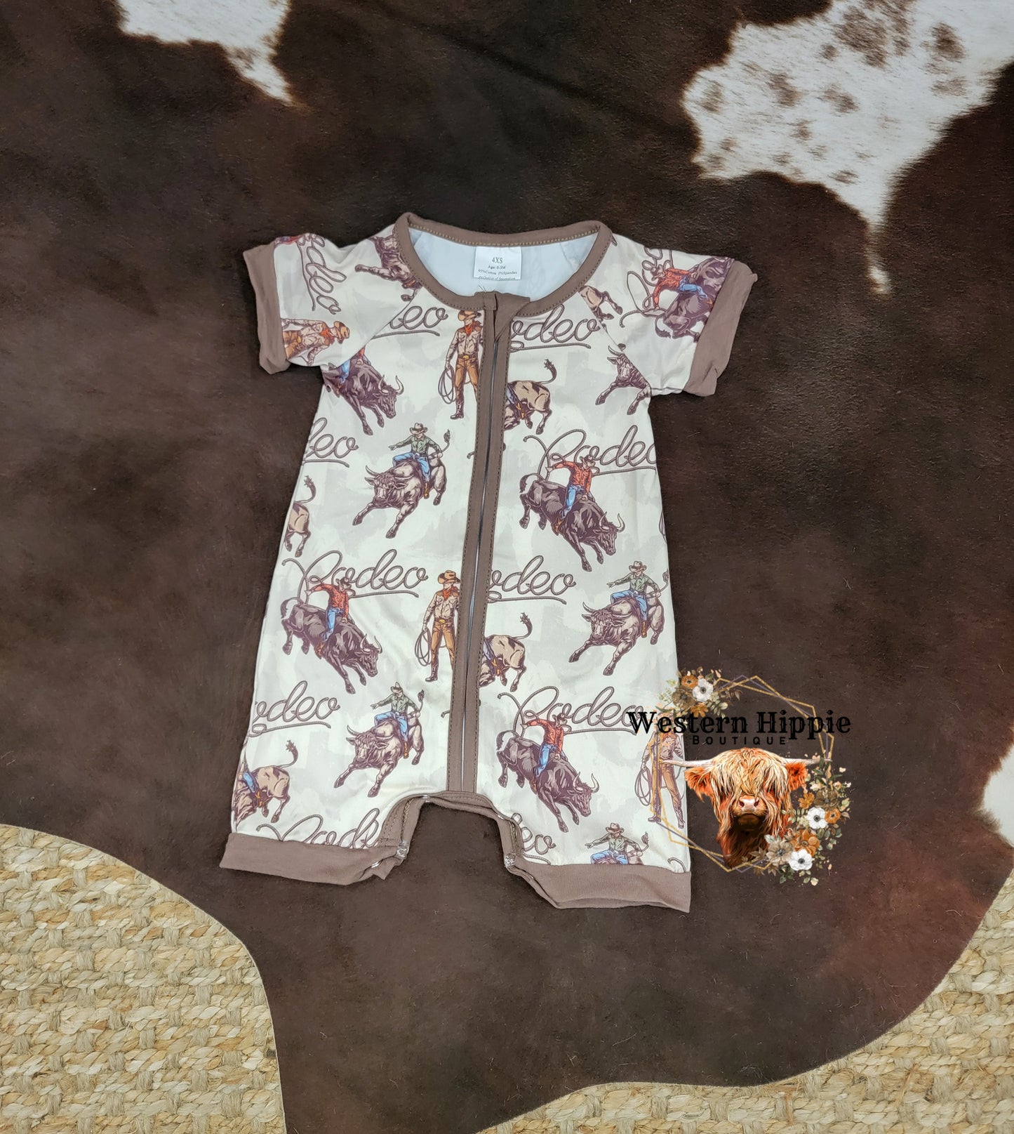 Brown rodeo romper