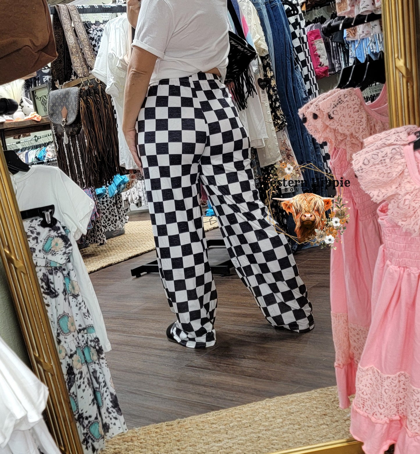 Last call checkered high waisted lounge pants