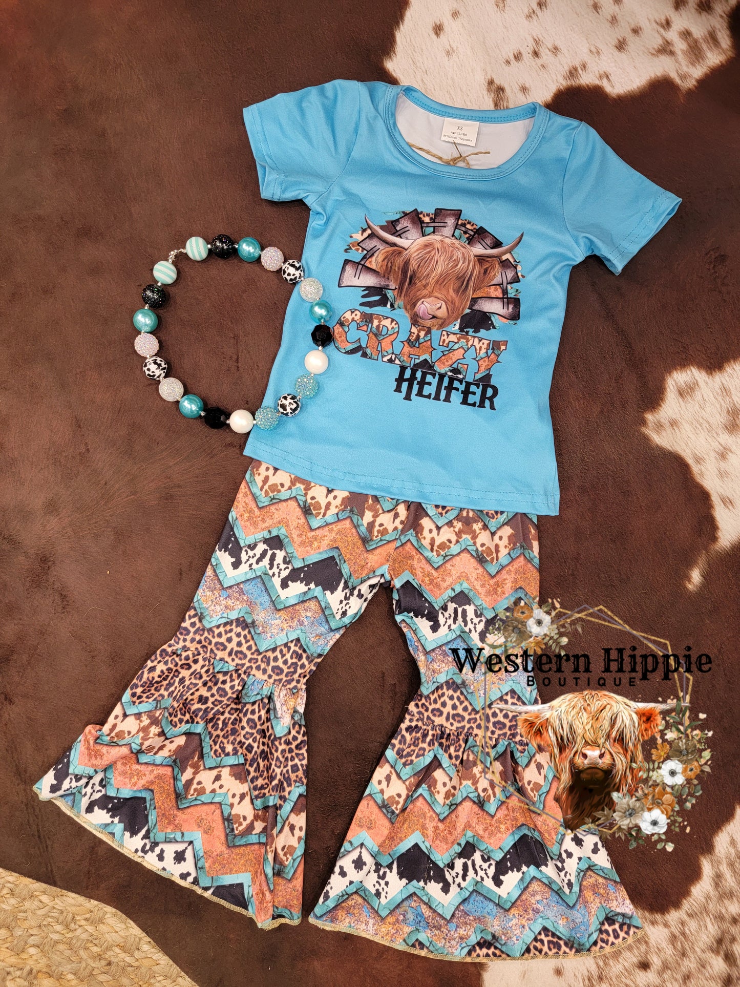 Crazy heifer bell bottoms set