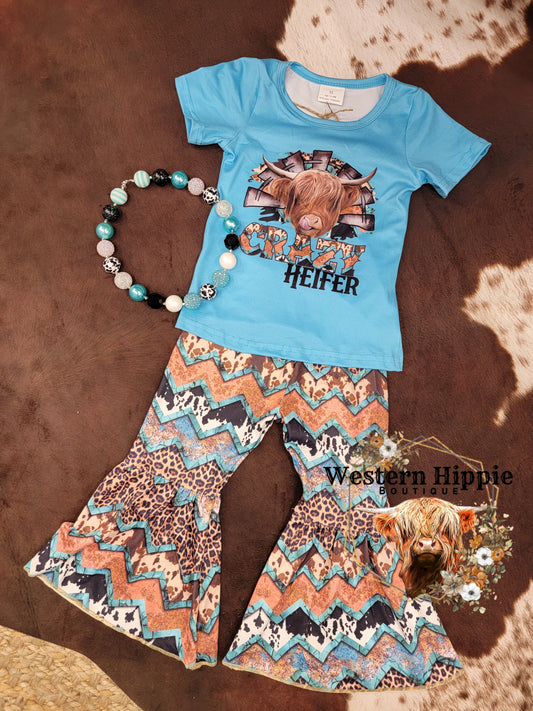 Crazy heifer bell bottoms set