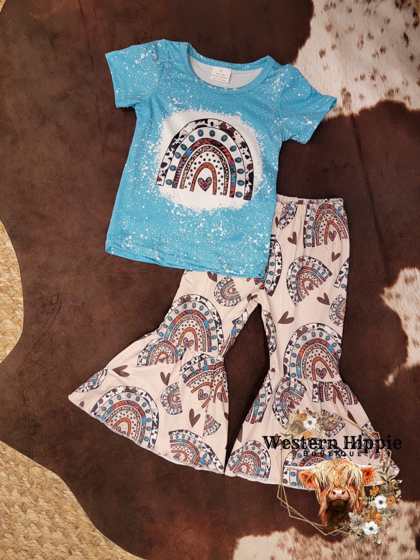 Western rainbow bell bottoms set