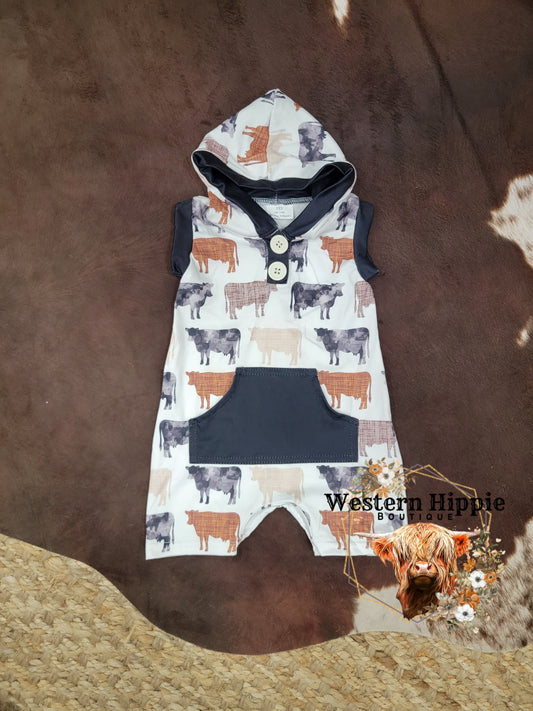 Cozy hooded cow romper