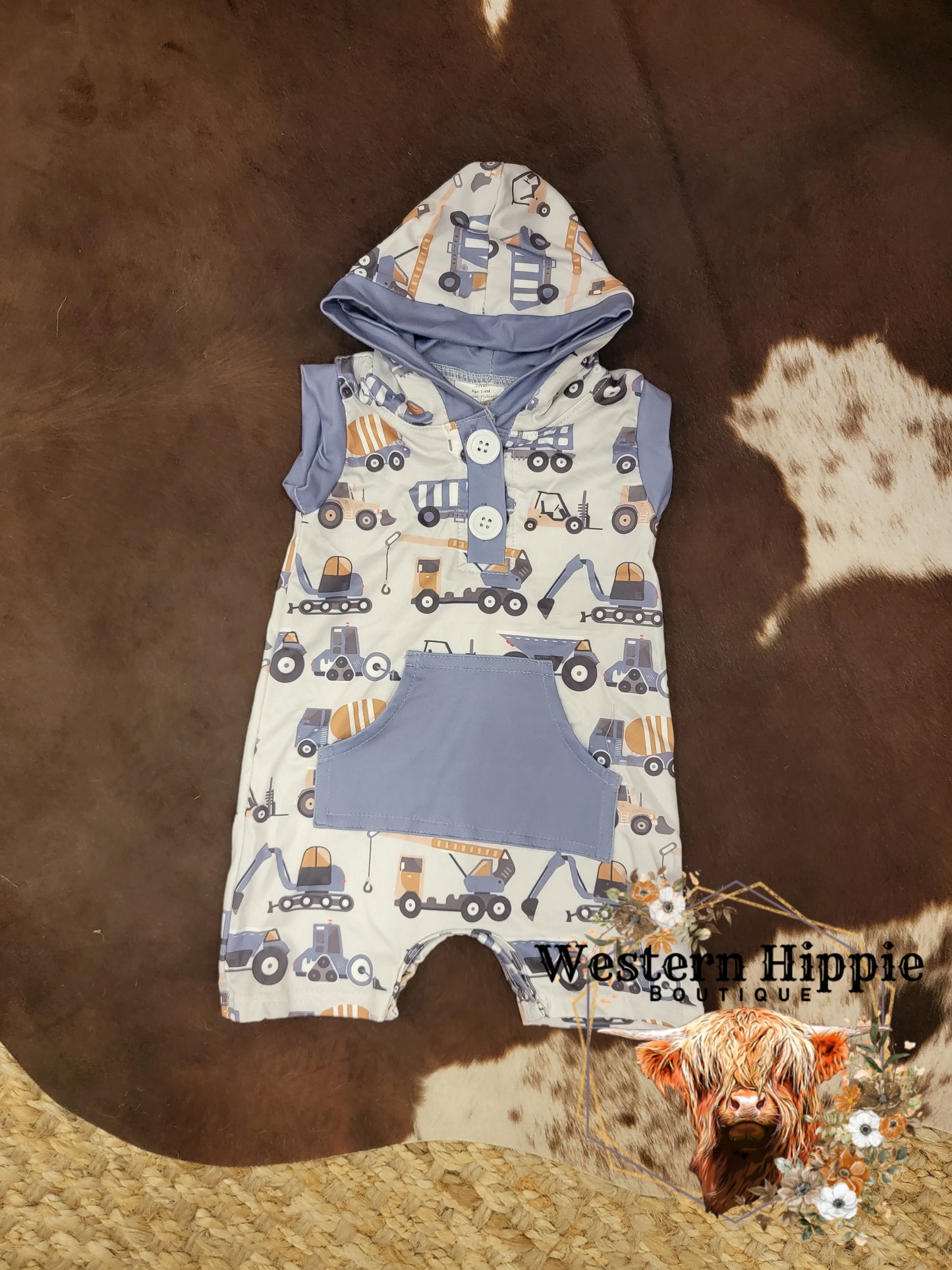 Construction hooded romper