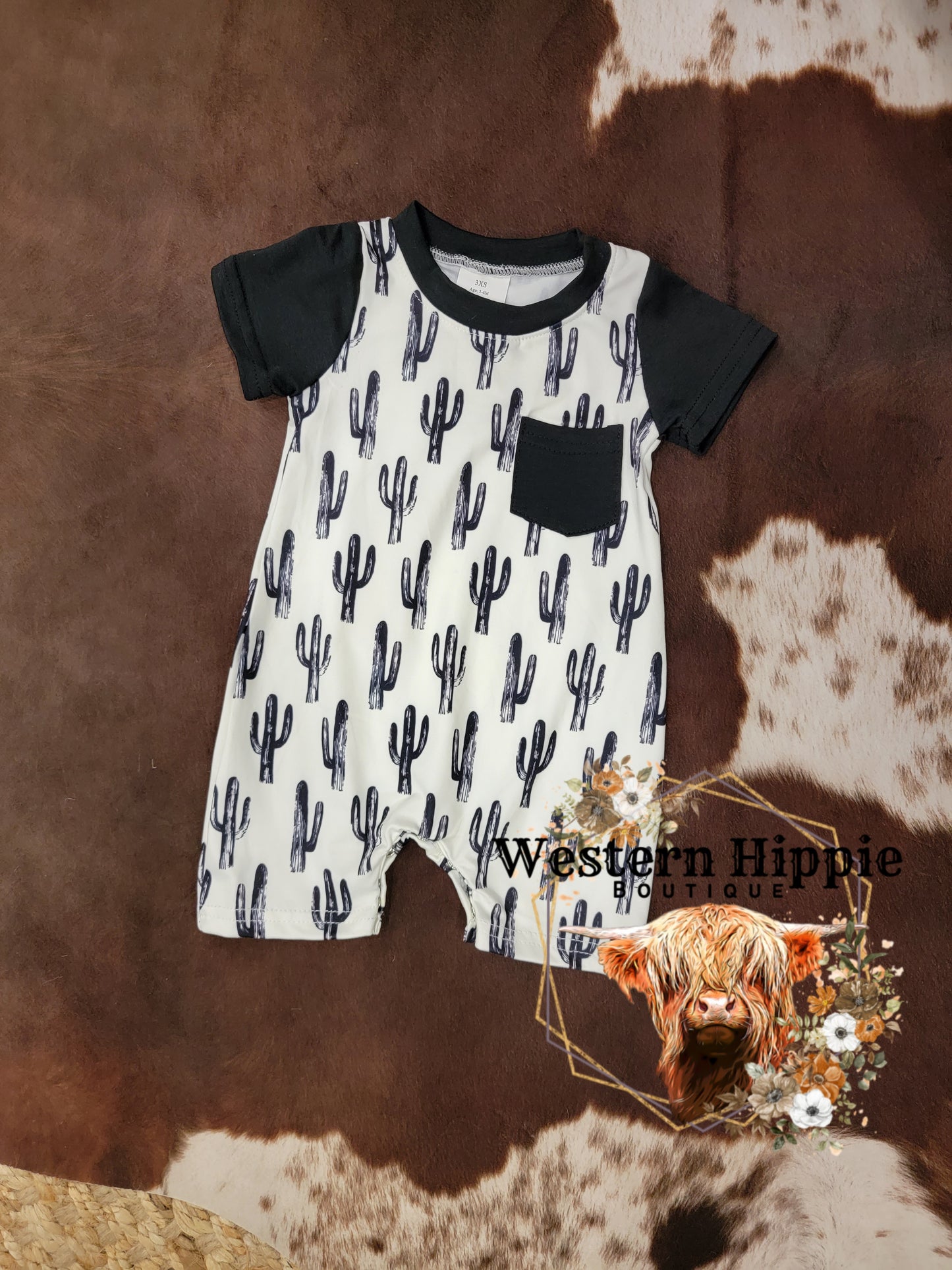 Black and white cactus romper