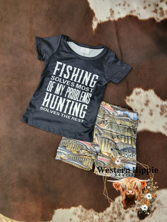 Fishing solves my problems shorts set