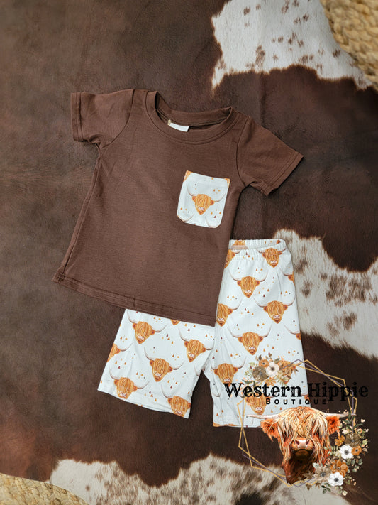 Brown highland shorts set