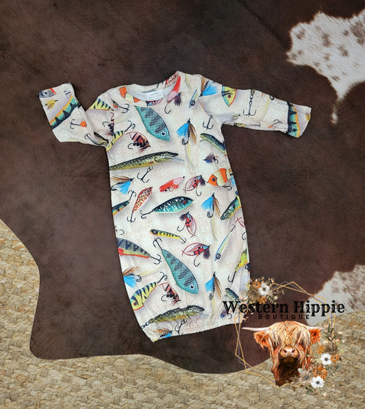 Fishin' buddy newborn gown