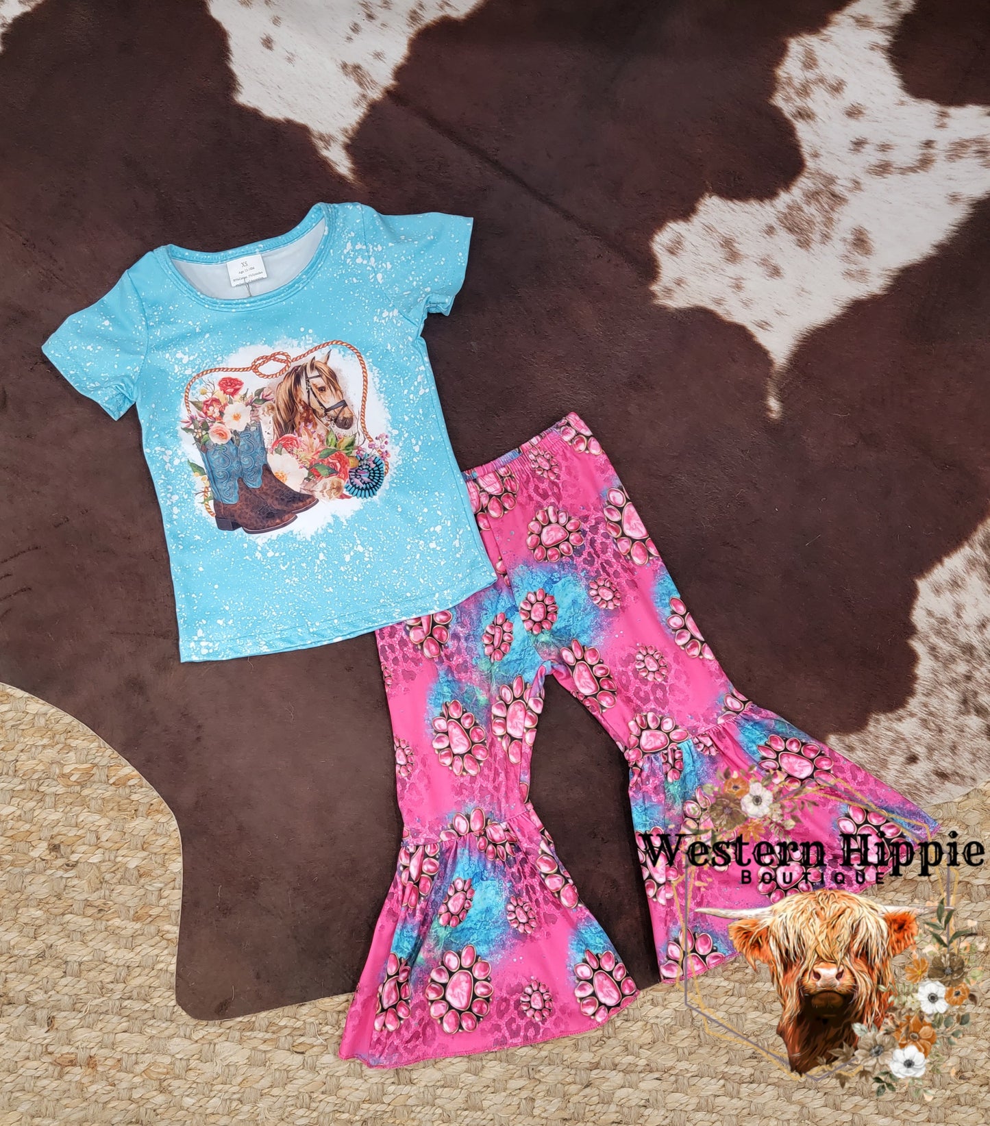 Cowgirls love horses bell bottoms set