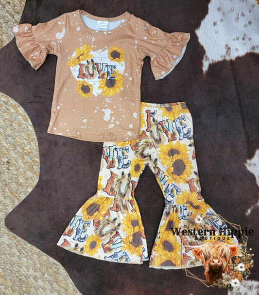 Love horses bell bottoms set