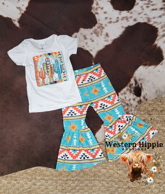 Aztec cactus bell bottoms set