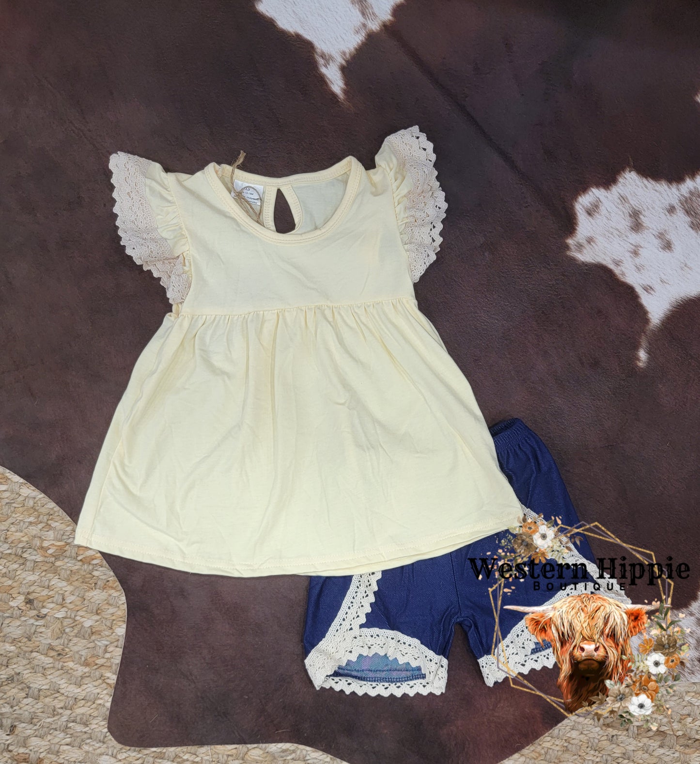 Yellow boho shorts set