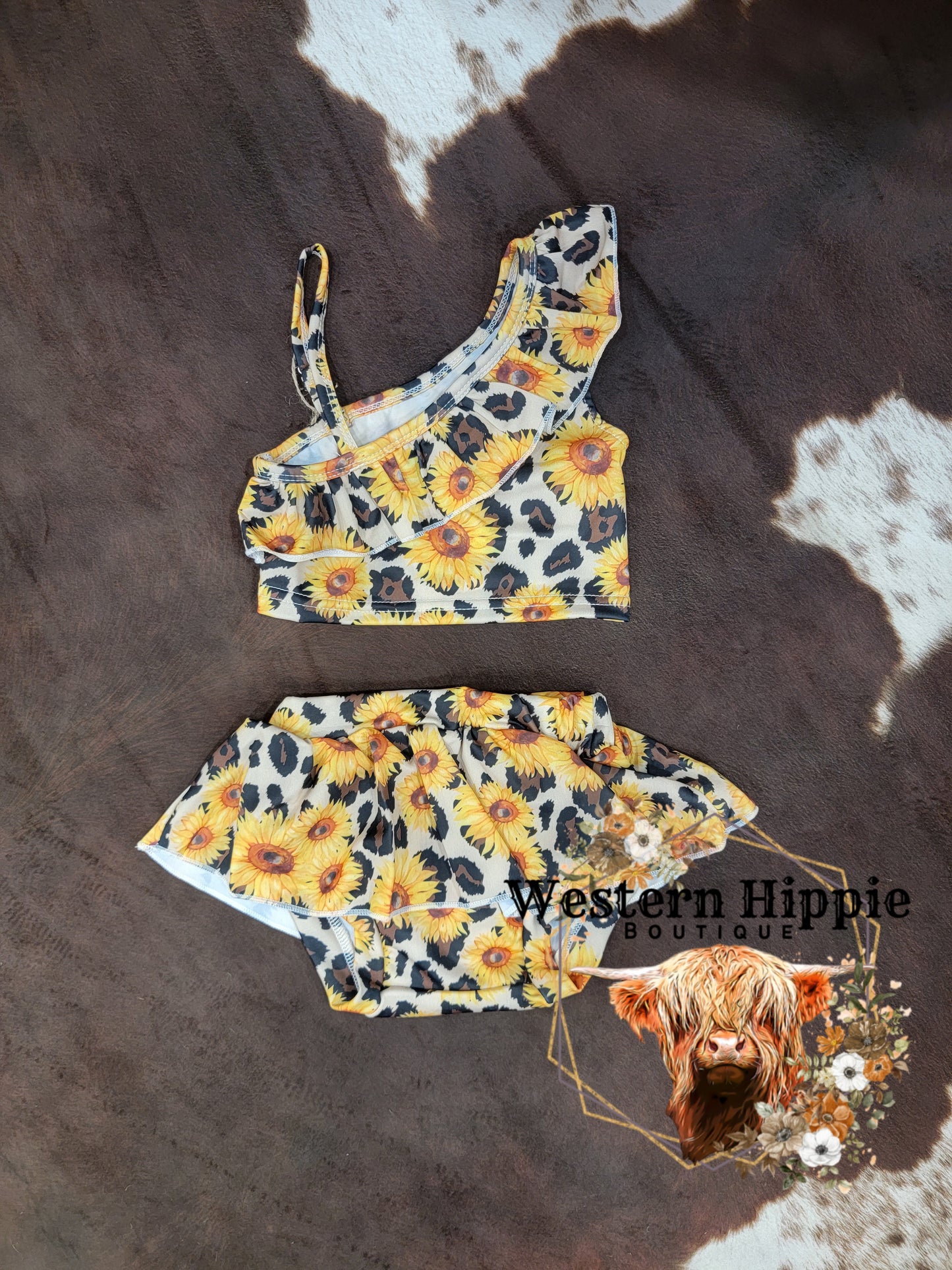 Leopard and sunflower swim suit