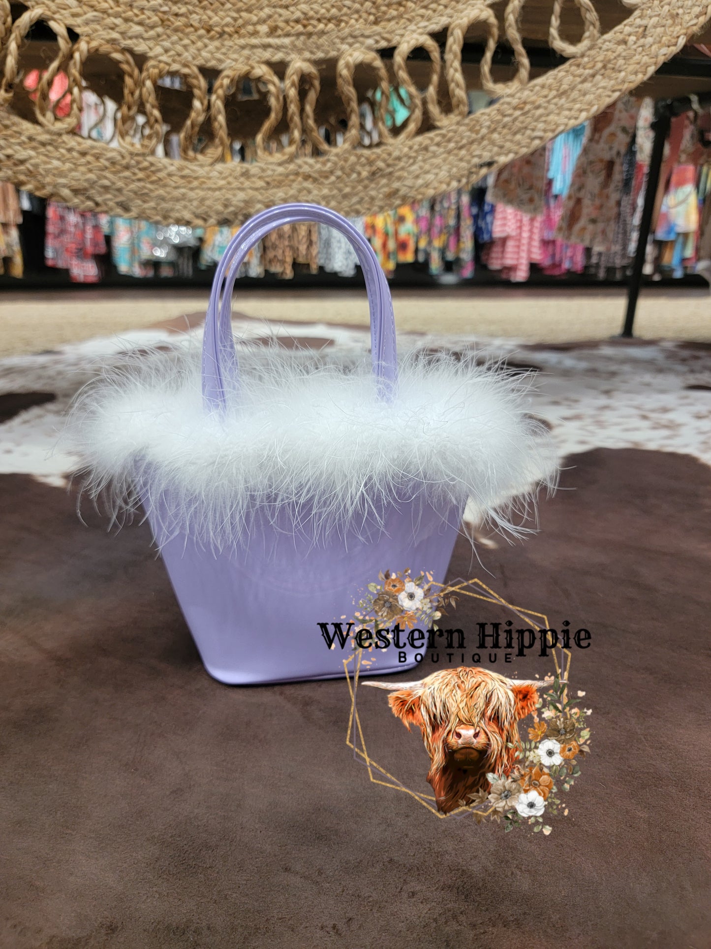 Purple fur purse