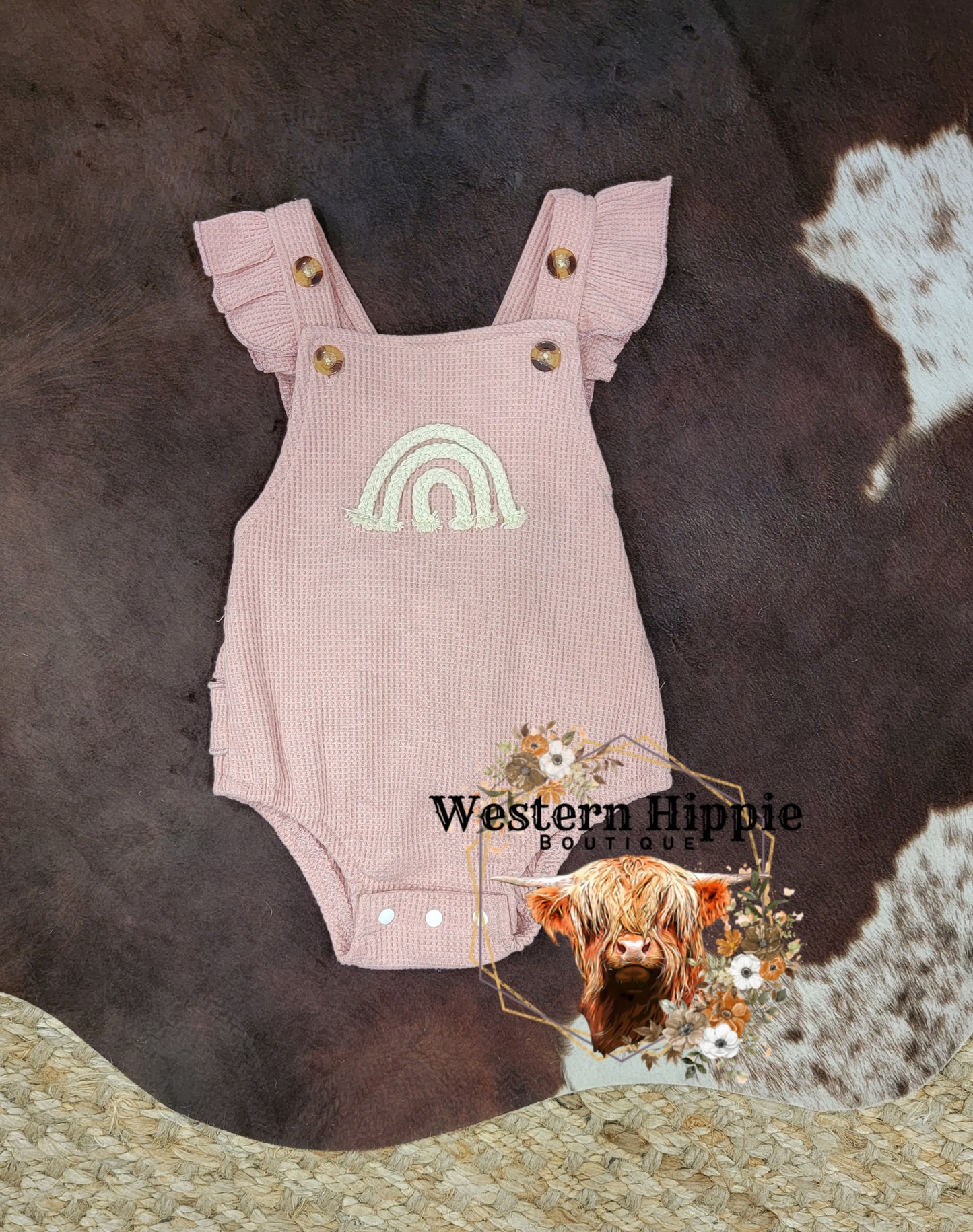 Dusty pink rainbow romper