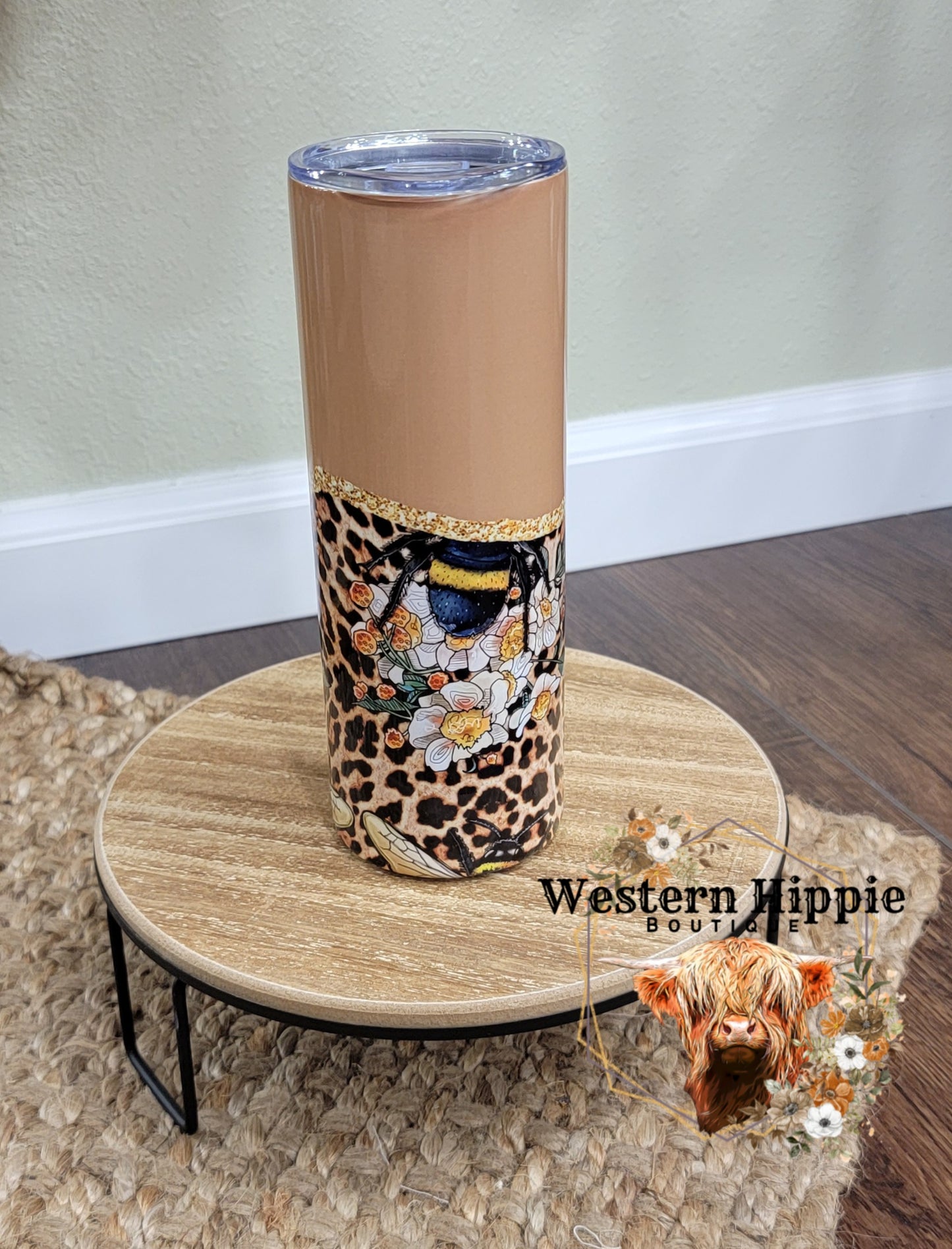 20oz leopard bee tumbler