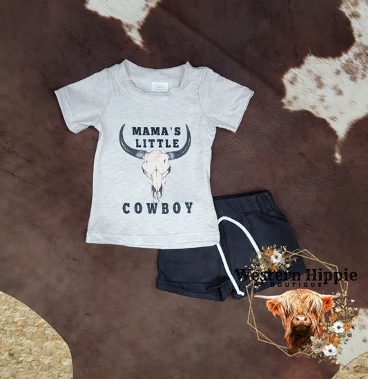 Mama's little cowboy shorts set
