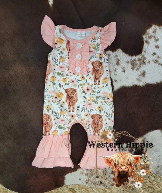 Sweet cow print ruffle jumpsuit